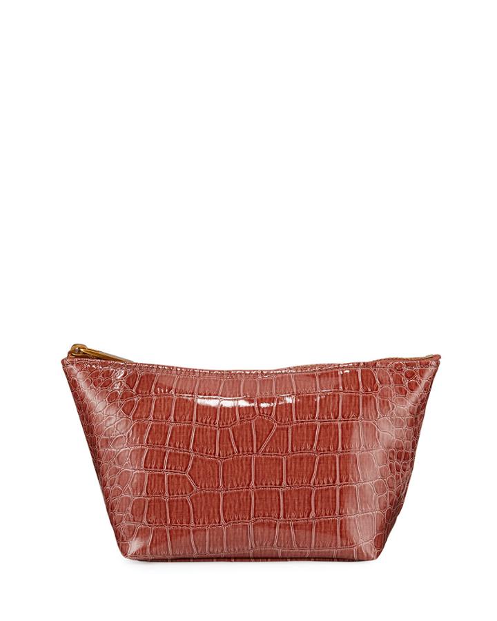 Croc-embossed Cosmetic Zip Bag