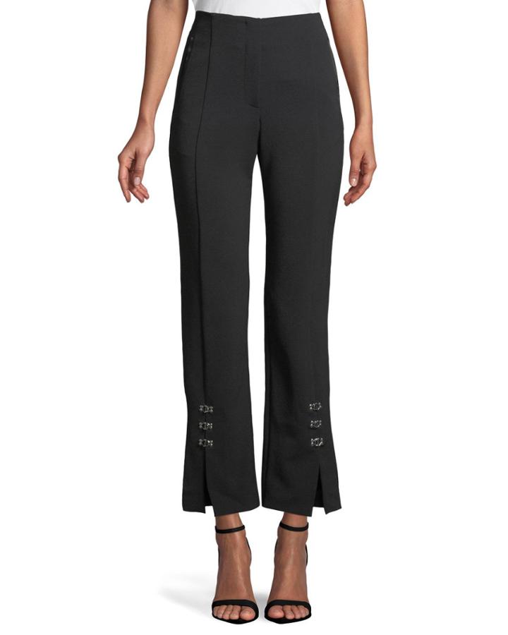 E-cig Compact Stretch Grommet Straight-leg Pants