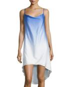 Ombre High-low Slip Dress, Dazzling Blue