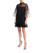 Mesh Mock-neck Dress