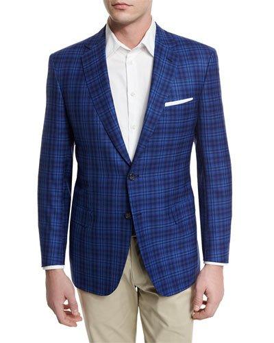 Large Plaid Two-button Sport Coat, High Blue