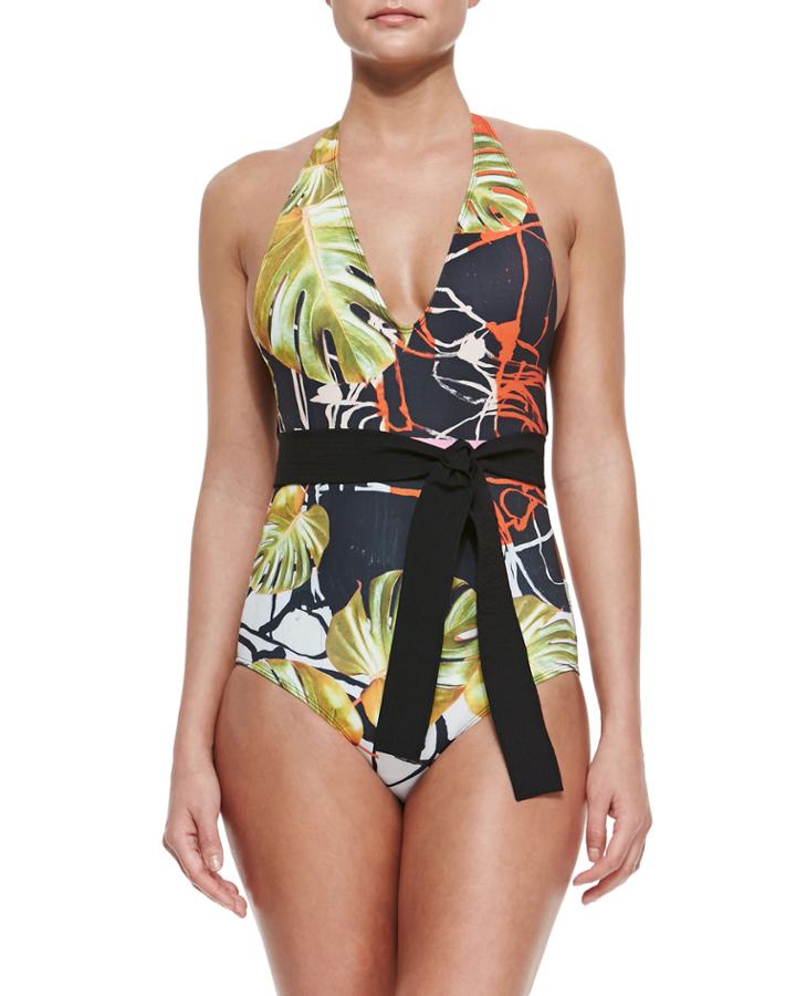 Clover Canyon Falling Leaves Tie-waist Swimsuit, Women's, Size: