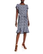 Floral-print Bubble-crepe