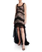 Timotha Lace High-low Ruffle Gown