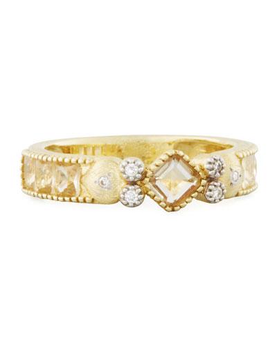Moroccan 18k Diamond & Champagne Citrine Band Ring,
