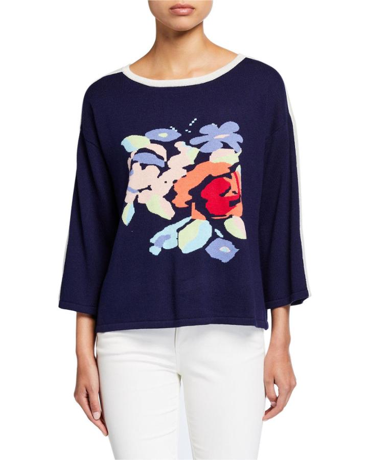 Floral Boat-neck Top