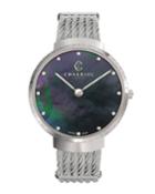 34mm Slim Mother-of-pearl Watch W/ Diamonds, Black