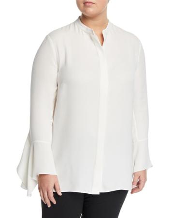 Graydon Bell-sleeve Silk Blouse,