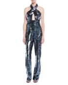 Fully Sequined Jumpsuit W/ Crisscross Front