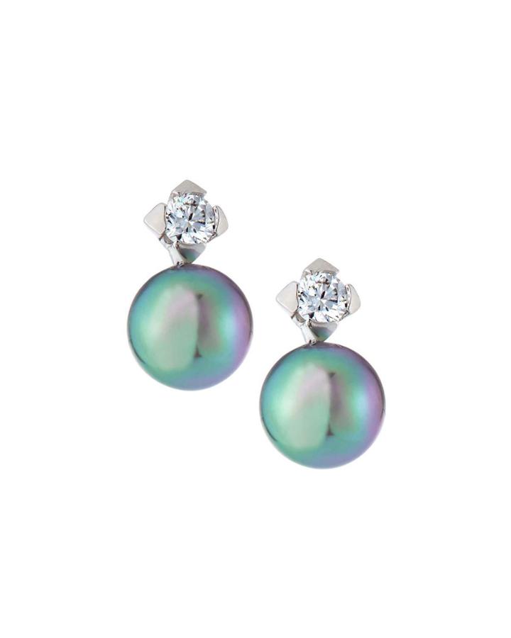 Tu Y Yo Cubic Zirconia & Pearl Earrings, Gray