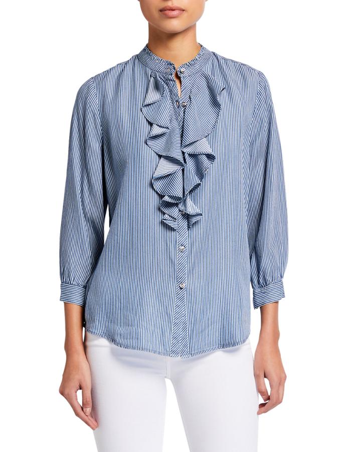 Ruffle Bracelet-sleeve Blouse