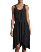 Eliason Wrap-skirt Sleeveless Dress, Black