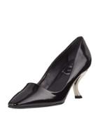 Patent Leather Pump With Curved Heel
