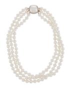 Triple-strand Glass Pearl Necklace