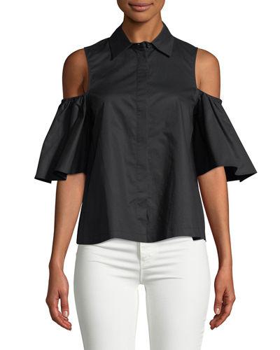 Cold-shoulder Button-front