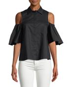 Cold-shoulder Button-front