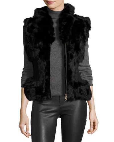 Rabbit Fur Cinched-waist Vest