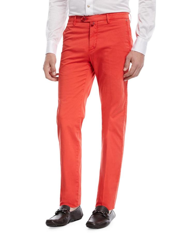 Slim-straight Flat-front Chino Pants