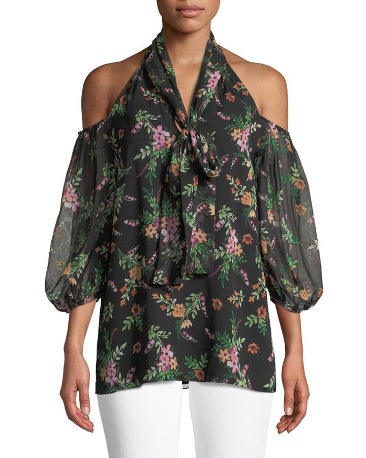 Laurel Floral Cold-shoulder Blouse