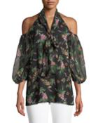 Laurel Floral Cold-shoulder Blouse
