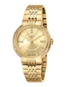 34mm Angela Crystal-bezel Watch W/ Bracelet, Gold