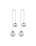 8mm Pearl & Bead Thread-through Earrings,