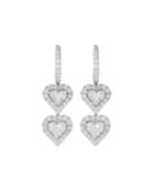 18k White Gold Lovely-cut Diamond 2-heart Earrings