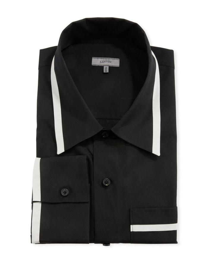 Men's Poplin Sport Shirt With Contrast Trim