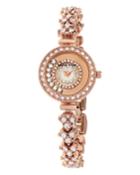 24mm Bracelet Watch W/ Moving Crystals, Rose Gold