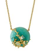 Round Amazonite & Mixed-gem Pendant Necklace, Blue