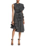 One-sleeve Polka-dot Asymmetric Ruffle