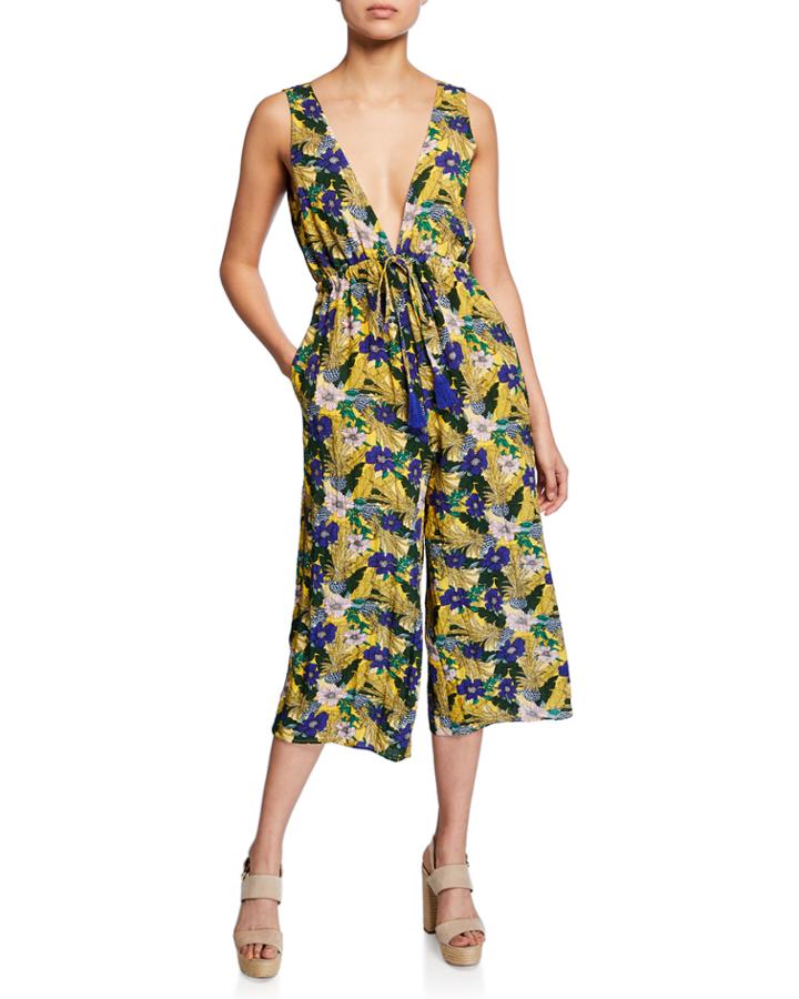 Isla Floral V-neck Cropped Jumpsuit