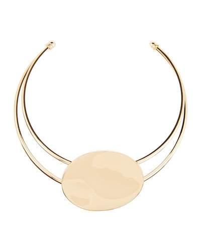 Golden Wire Collar Necklace W/ Oval