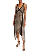 Crisscross Back Asymmetric Polka Dot Dress