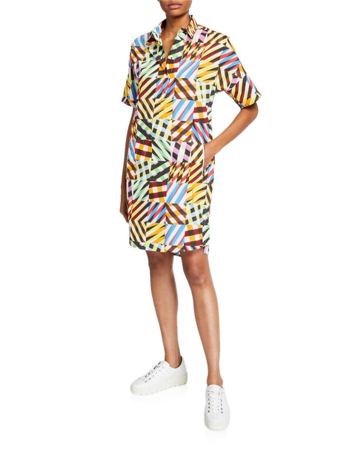 Patchwork-print Tunic Dress