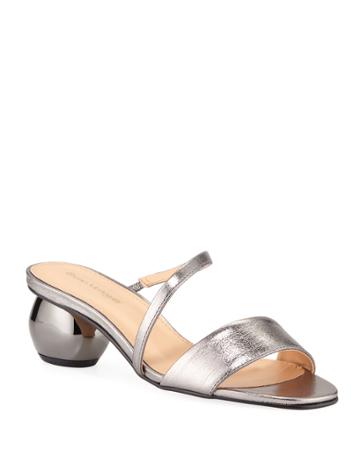 Leah Round Heeled Metallic Leather