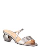 Leah Round Heeled Metallic Leather