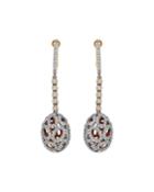18k Rose Gold Diamond Oval-cutout Drop Earrings