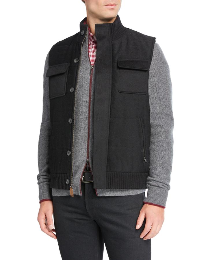 Men's Wool/cashmere Zip-front Vest
