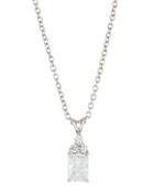 18k White Gold-plated Emerald-cut Cz Pendant Necklace