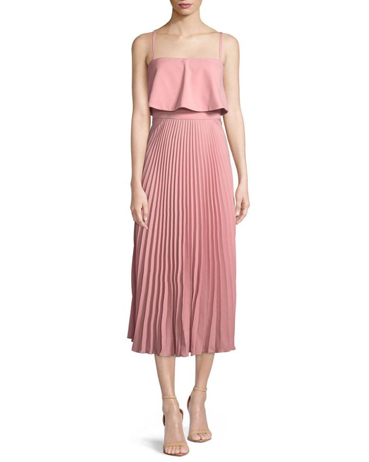 Nicole Popover Pleated Midi Cocktail Dress