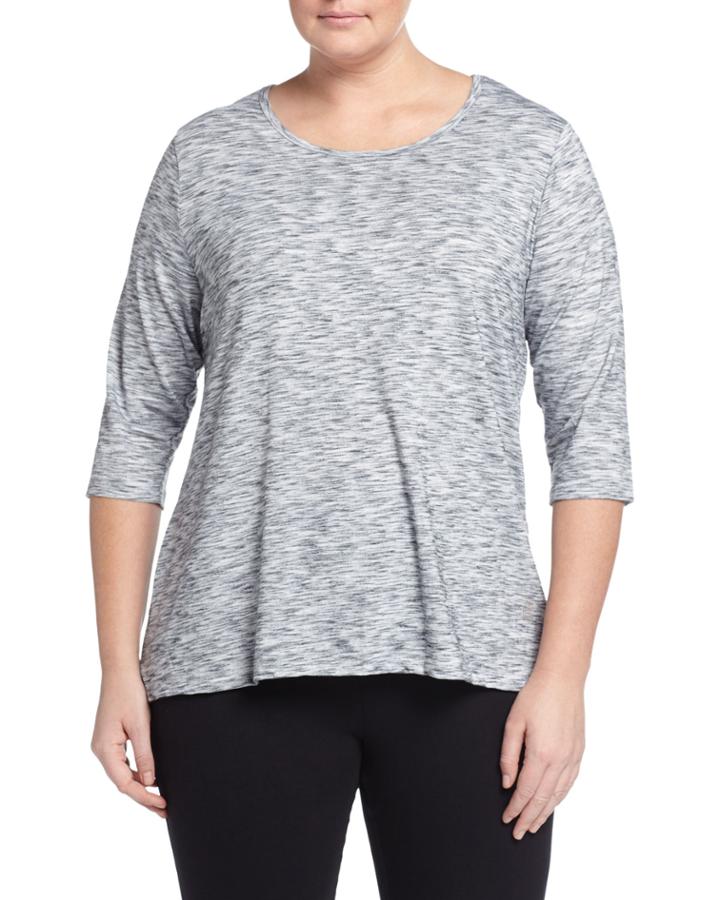 Balance Split-back Crewneck 3/4-sleeve Tee, Heather White, Women's, Size: