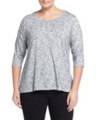 Balance Split-back Crewneck 3/4-sleeve Tee, Heather White, Women's, Size: