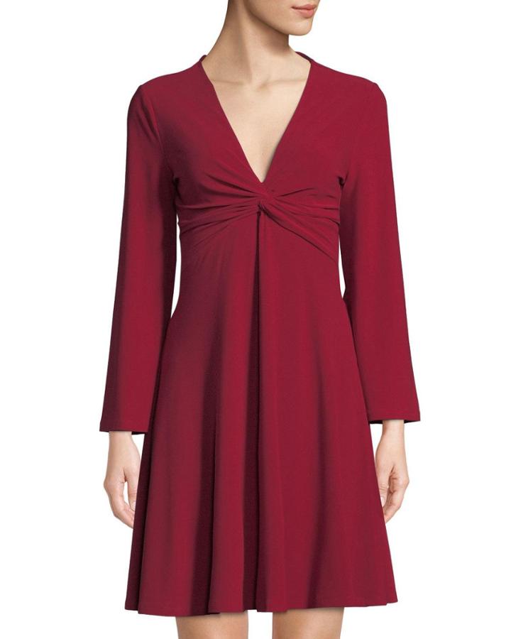 Bell-sleeve Twist-front Dress