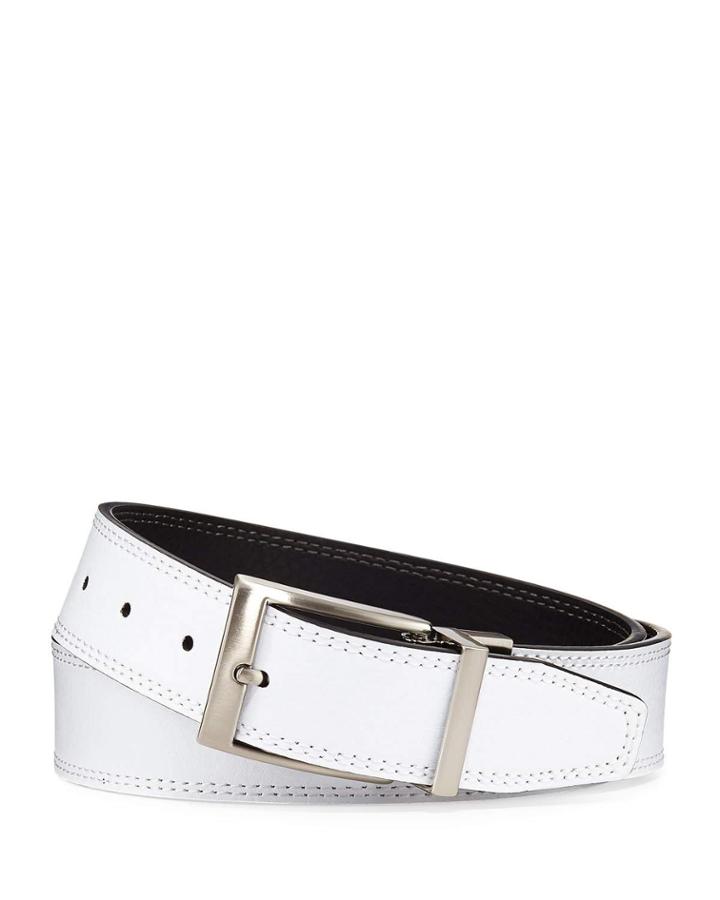 Men's Reversible Belt, White/black