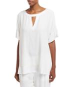 Silk Crepe Open-detail Top,