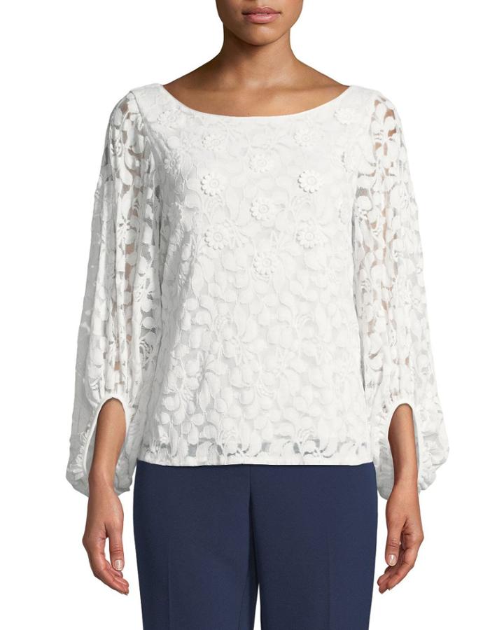 Lace 3d Long-sleeve Blouse