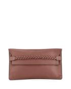 Pebbled Leather Clutch Bag, Brown