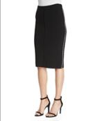 Pencil Skirt W/ Embellished Outseam, Black