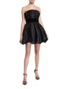 Lola Bubble Skirt Taffeta Bustier Mini Dress With Velvet Waistband